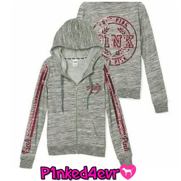 HTF VS PINK Russian Ruby Marled Gray Full Zip Med - Picture 5 of 5